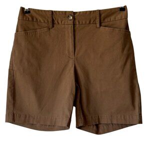 Land's End Chino Shorts Sz 2 Flat Front Straight leg Mid Rise Preppy Classic